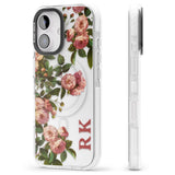 iPhone 16 Pro Max Personalised Clear Vintage Floral Pink Garden Roses Black Impact Phone Case