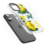 iPhone 16 Pro Max Personalised Clear Vintage Floral Yellow Roses Black Impact Phone Case