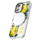 iPhone 16 Pro Max Personalised Clear Vintage Floral Yellow Roses Black Impact Phone Case