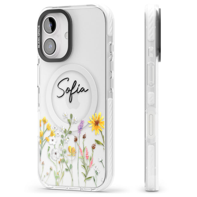 Personalised April Wildfowers Impact Magsafe Phone Case for iPhone 16, iPhone 16 Plus