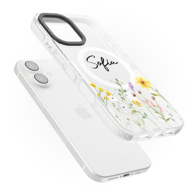 Personalised April Wildfowers Impact Magsafe Phone Case for iPhone 16, iPhone 16 Plus