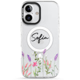 Personalised Lavender Wildflowers Impact Magsafe Phone Case for iPhone 16, iPhone 16 Plus