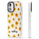 iPhone 16 Pro Max Personalised Sunflowers & Cursive Black Impact Phone Case