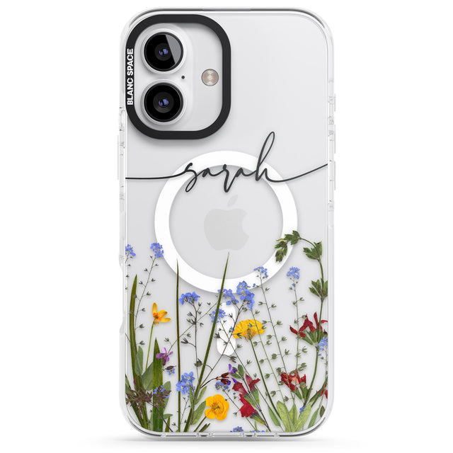 iPhone 16 Pro Max Personalised Wildflower Floral Black Impact Phone Case