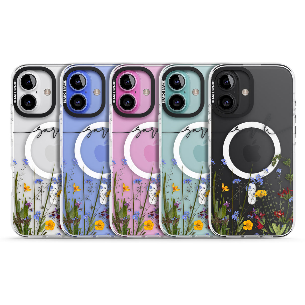 iPhone 16 Pro Max Personalised Wildflower Floral Black Impact Phone Case