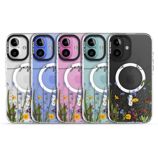 iPhone 16 Pro Max Personalised Wildflower Floral Black Impact Phone Case