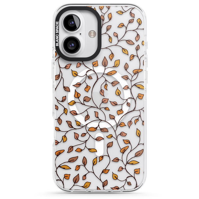 iPhone 16 Pro Max Personalised Autumn Leaves Pattern Black Impact Phone Case