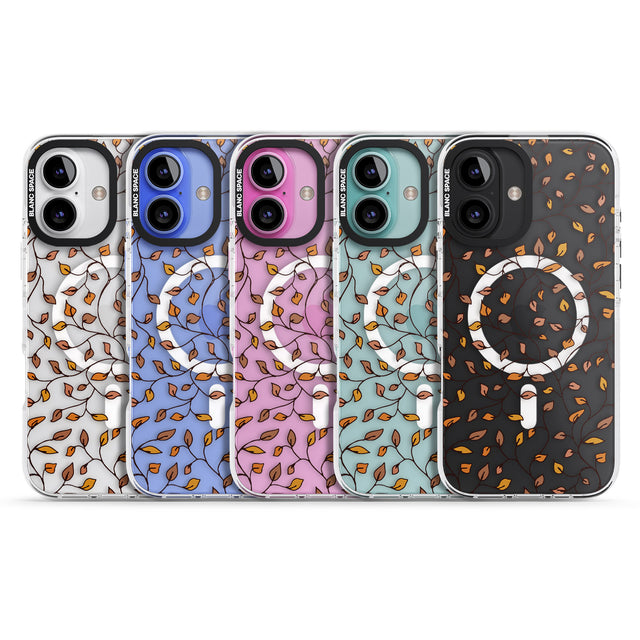 iPhone 16 Pro Max Personalised Autumn Leaves Pattern Black Impact Phone Case