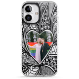 iPhone 16 Pro Max Personalised Henna Heart Photo Case Black Impact Phone Case