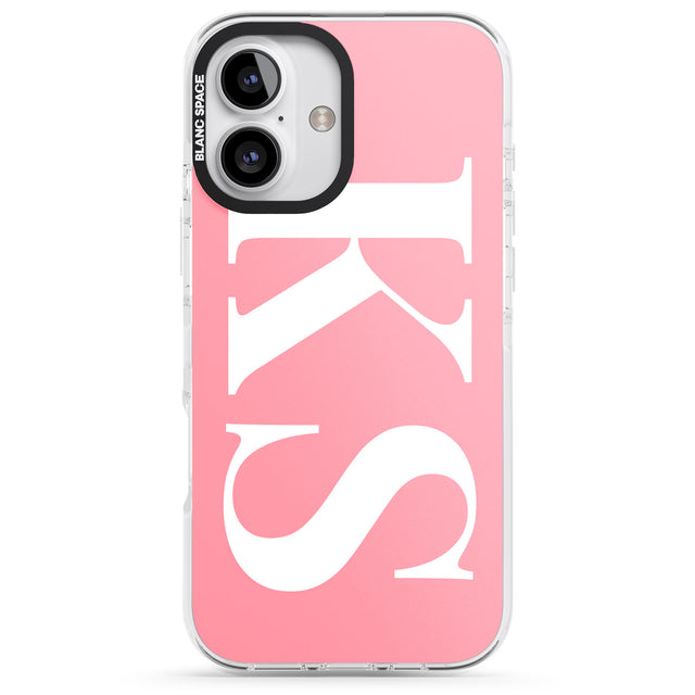 iPhone 16 Pro Max Personalised White & Pink Letters Black Impact Phone Case