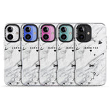 iPhone 16 Pro Max Personalised Black & White Marble Texture Black Impact Phone Case