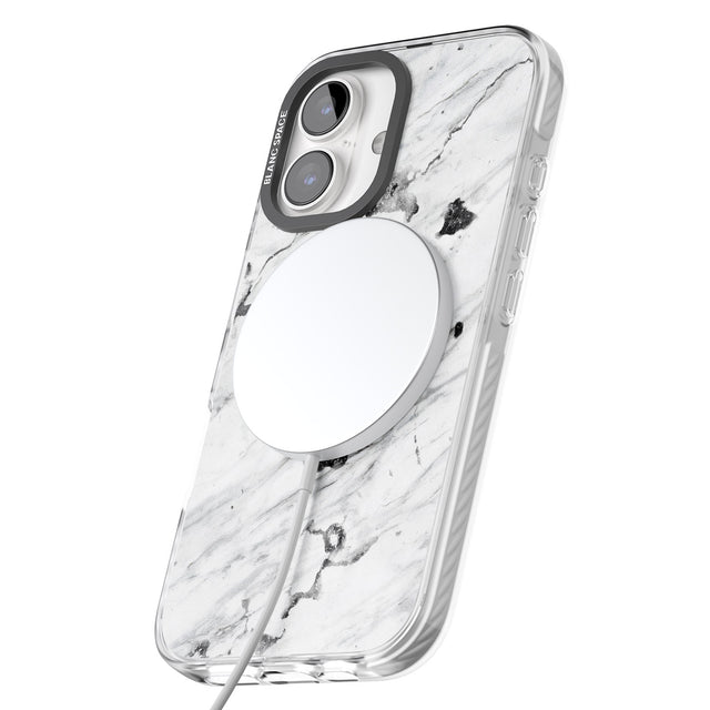 iPhone 16 Pro Max Personalised Black & White Marble Texture Black Impact Phone Case