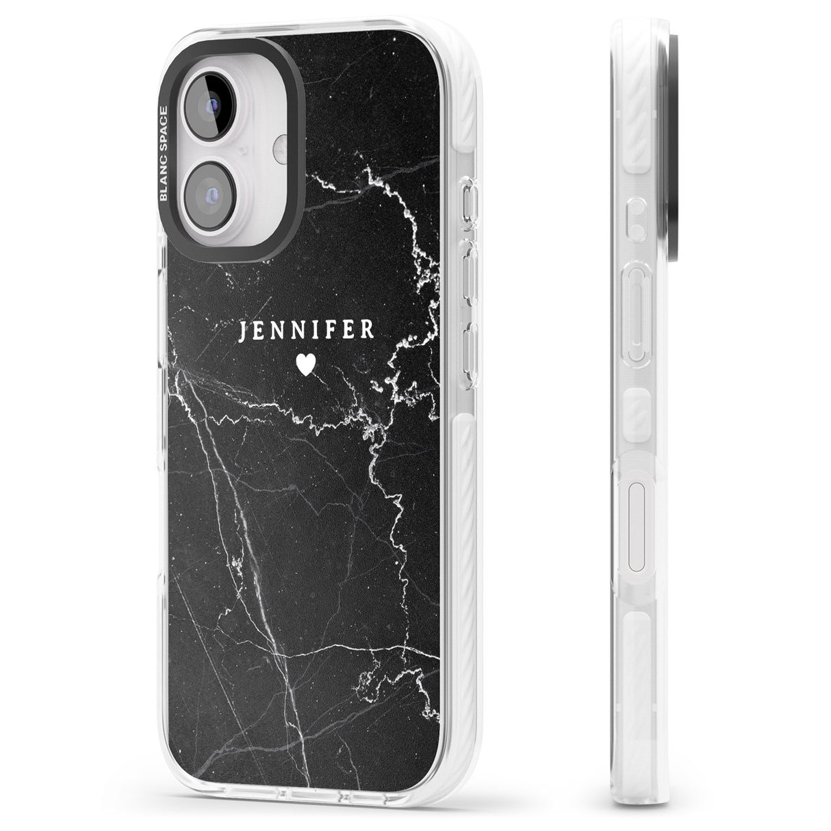 iPhone 16 Pro Max Personalised Black Marble 2 Black Impact Phone Case