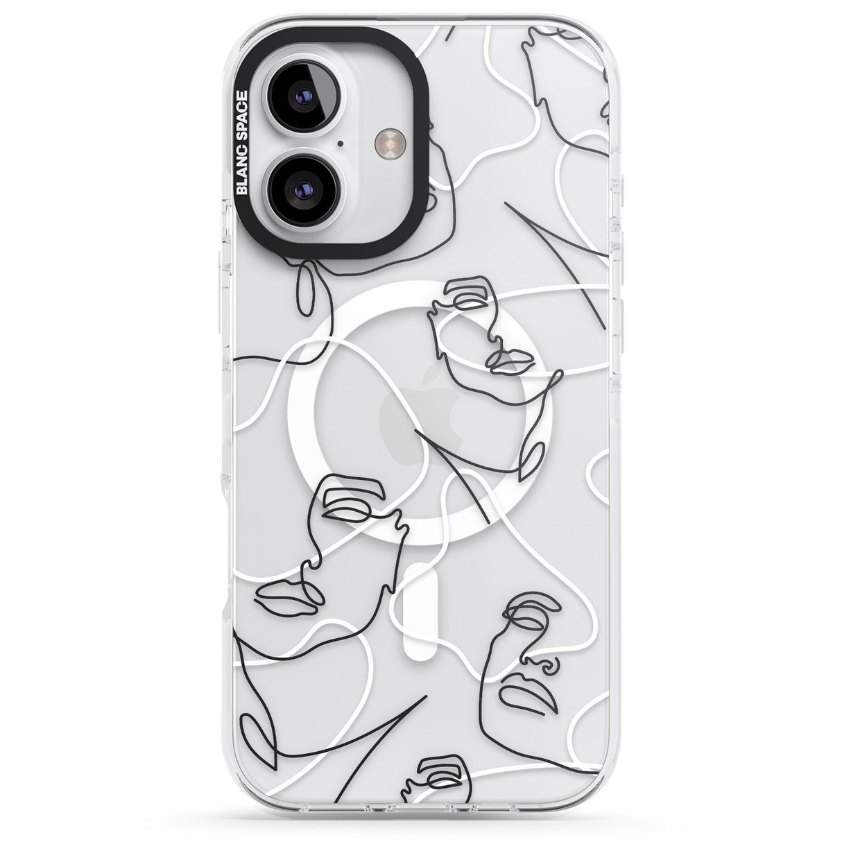 iPhone 16 Pro Max Personalised Abstract Faces Black Impact Phone Case