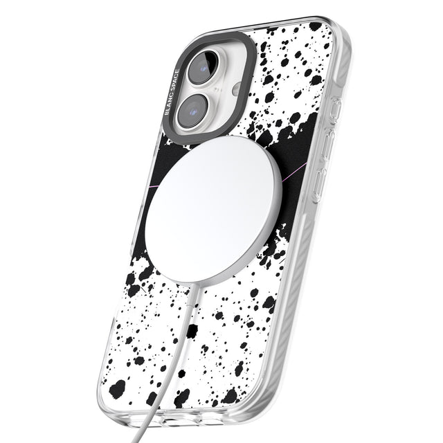 iPhone 16 Pro Max Personalised Black & White Paint Splatters Black Impact Phone Case