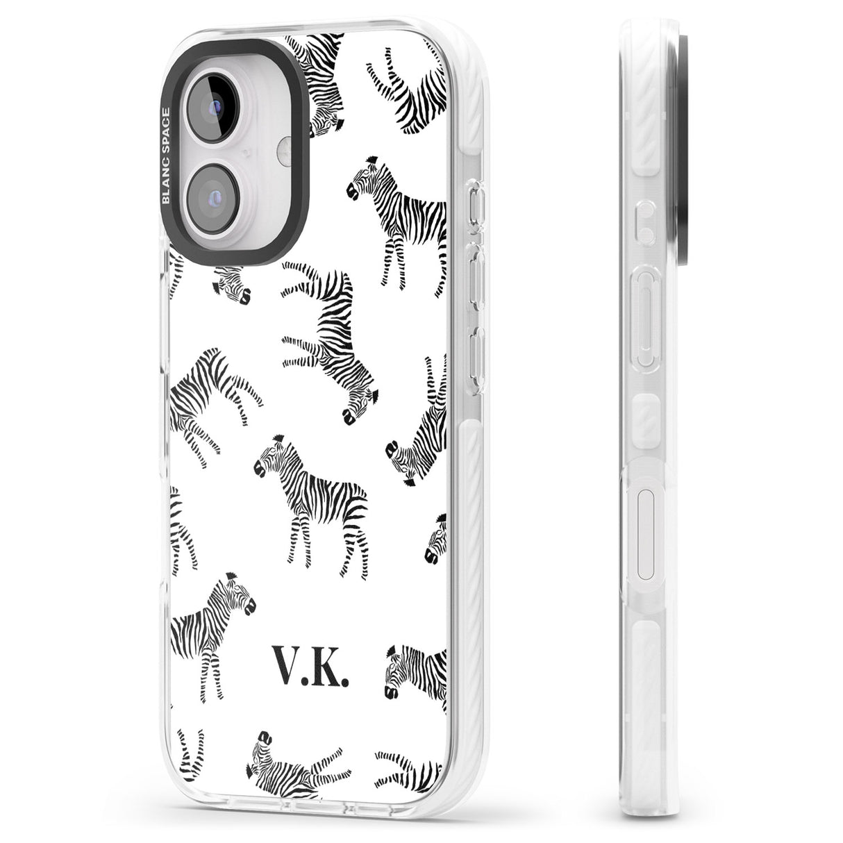 iPhone 16 Pro Max Personalised Zebra Pattern Black Impact Phone Case