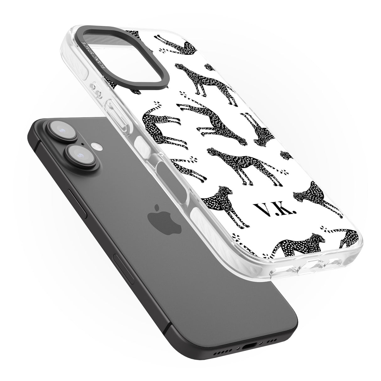 iPhone 16 Pro Max Personalised Cheetah Black & White Black Impact Phone Case