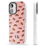 iPhone 16 Pro Max Personalised Safari Tiger Pattern on Pink Black Impact Phone Case