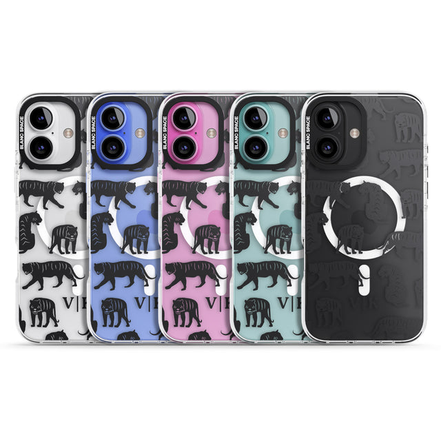 iPhone 16 Pro Max Personalised Tiger Silhouettes Black Impact Phone Case