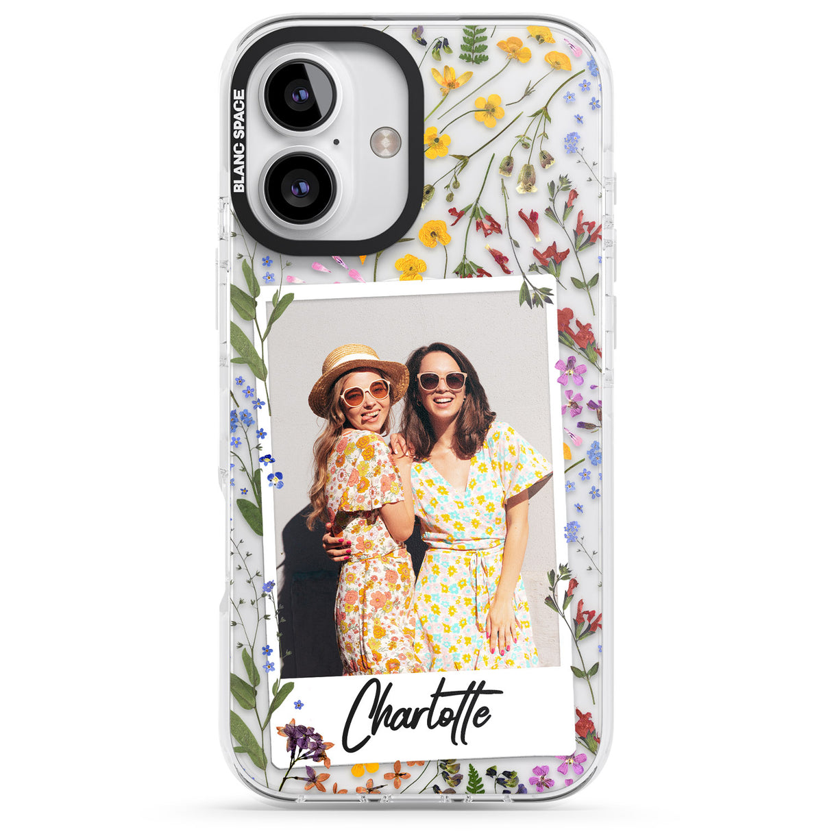 iPhone 16 Pro Max Personalised Wildflower Instant Photo Black Impact Phone Case