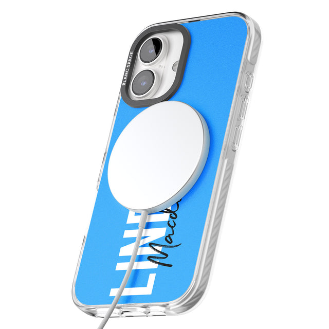 iPhone 16 Pro Max Personalised Bold Name: Blue Black Impact Phone Case