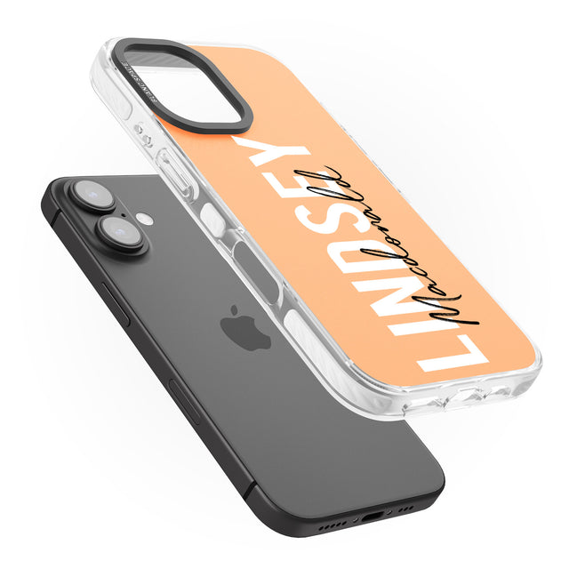 iPhone 16 Pro Max Personalised Bold Name: Peach Black Impact Phone Case