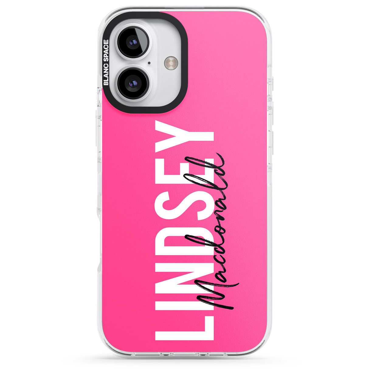 iPhone 16 Pro Max Personalised Bold Name: Pink Black Impact Phone Case