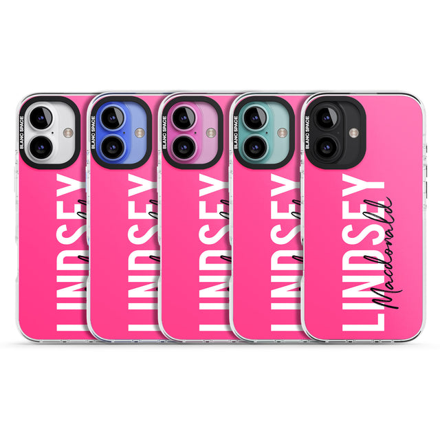 iPhone 16 Pro Max Personalised Bold Name: Pink Black Impact Phone Case