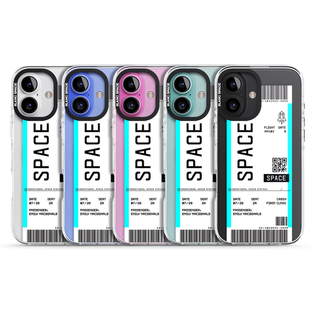 iPhone 16 Pro Max Personalised Space Space Travel Ticket Black Impact Phone Case