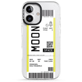 iPhone 16 Pro Max Personalised Moon Space Travel Ticket Black Impact Phone Case