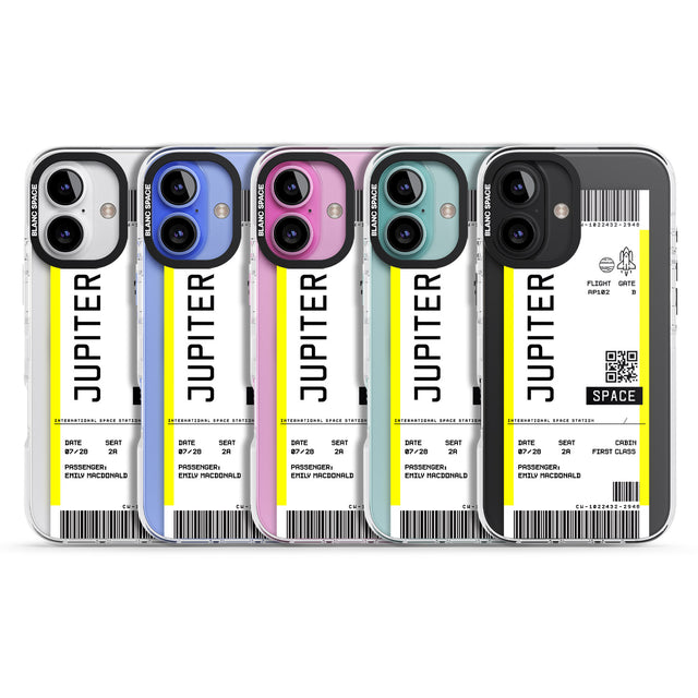 iPhone 16 Pro Max Personalised Jupiter Travel Ticket Black Impact Phone Case