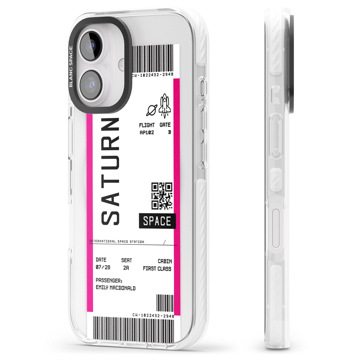 iPhone 16 Pro Max Personalised Saturn Space Travel Ticket Black Impact Phone Case
