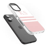 iPhone 16 Pro Max Personalised Minimal Pink Stripes & Initials Black Impact Phone Case