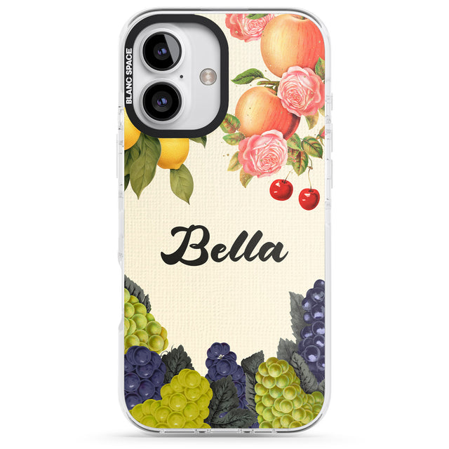 iPhone 16 Pro Max Personalised Vintage Fruits Black Impact Phone Case + Magsafe