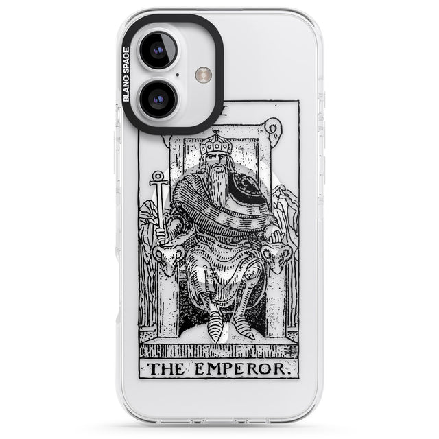 iPhone 16 Pro Max Personalised The Emperor Tarot Card - Transparent Black Impact Phone Case