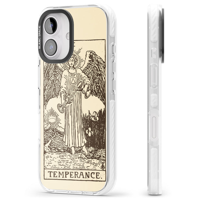 iPhone 16 Pro Max Personalised Temperance Tarot Card - Solid Cream Black Impact Phone Case