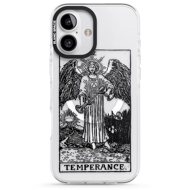 iPhone 16 Pro Max Personalised Temperance Tarot Card - Transparent Black Impact Phone Case