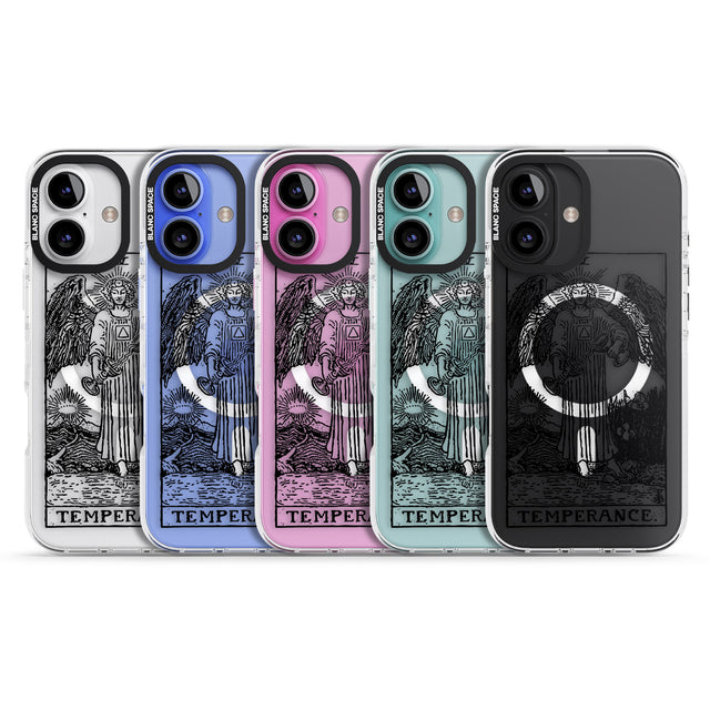 iPhone 16 Pro Max Personalised Temperance Tarot Card - Transparent Black Impact Phone Case