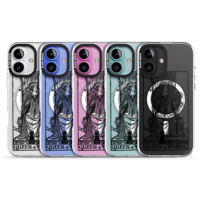 iPhone 16 Pro Max Personalised Queen of Wands Tarot Card - Transparent Black Impact Phone Case