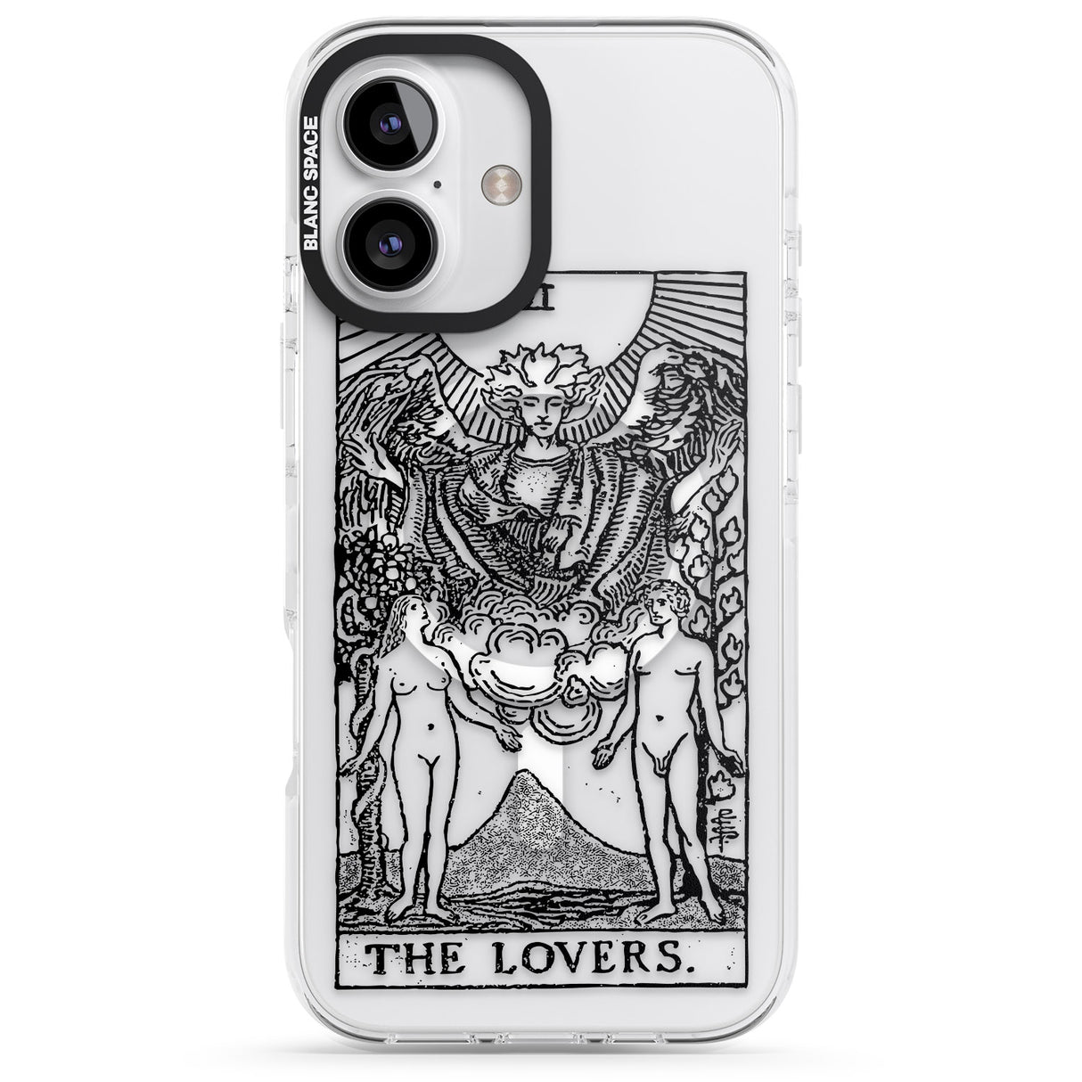 iPhone 16 Pro Max Personalised The Lovers Tarot Card - Transparent Black Impact Phone Case