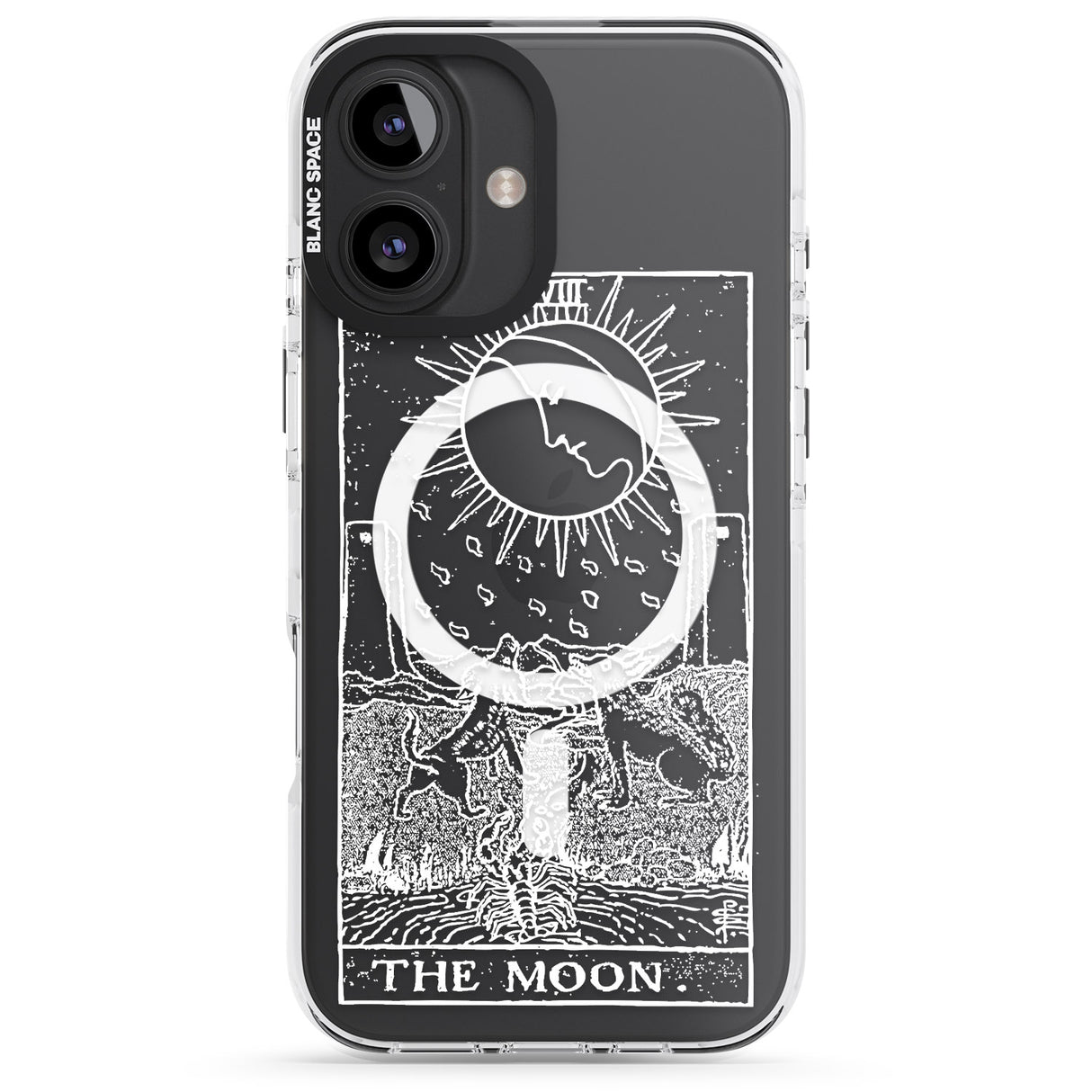 iPhone 16 Pro Max Personalised The Moon Tarot Card - White Transparent Black Impact Phone Case