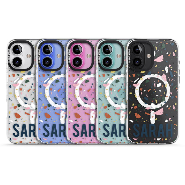 iPhone 16 Pro Max Personalised Terrazzo Black Impact Phone Case