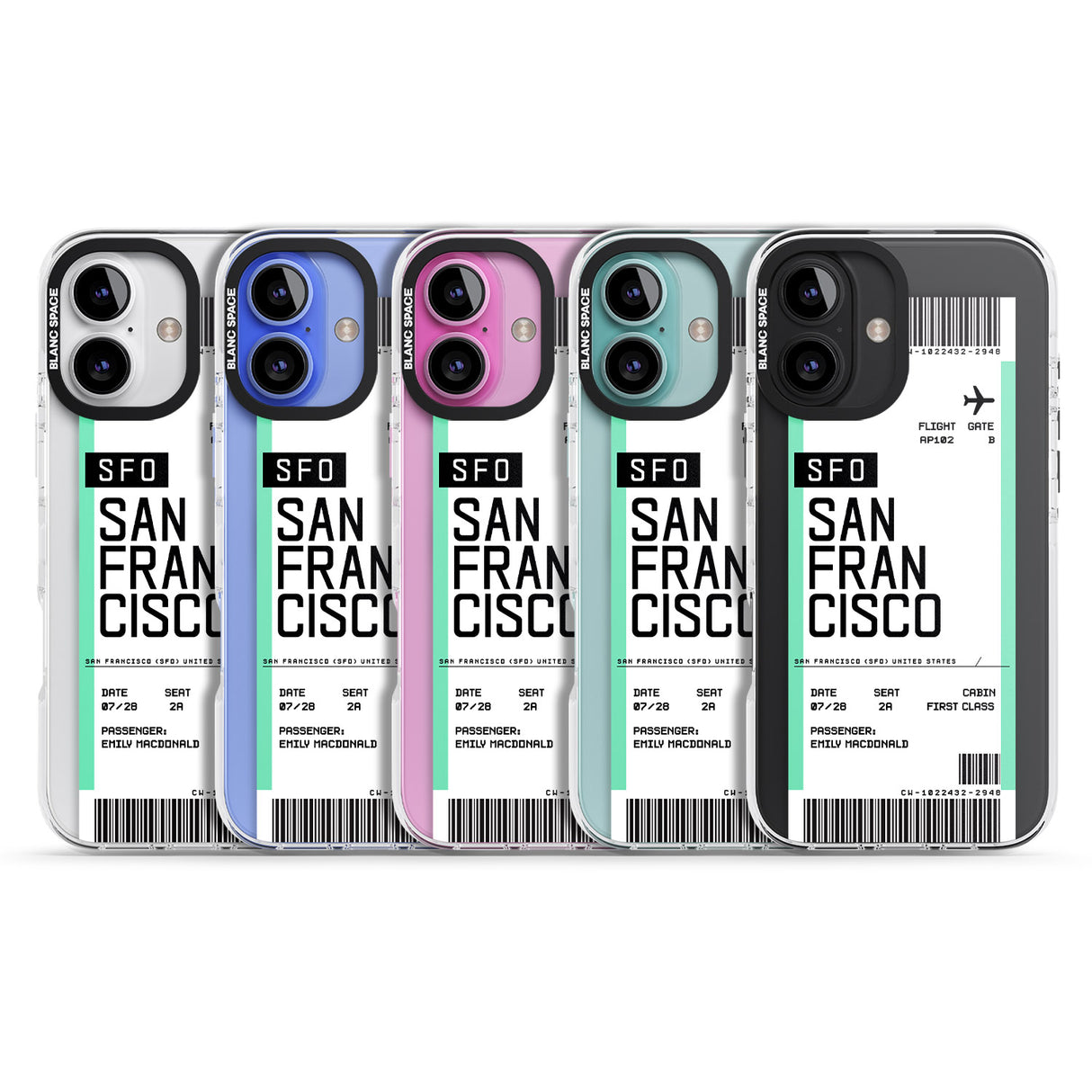 iPhone 16 Pro Max Personalised San Francisco Boarding Pass Black Impact Phone Case