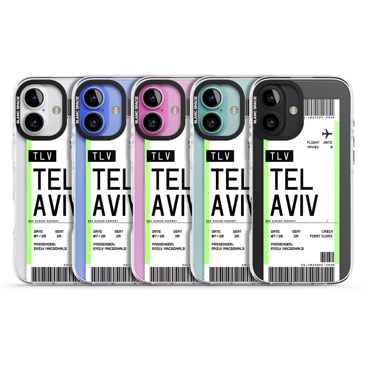 iPhone 16 Pro Max Personalised Tel Aviv Boarding Pass Black Impact Phone Case