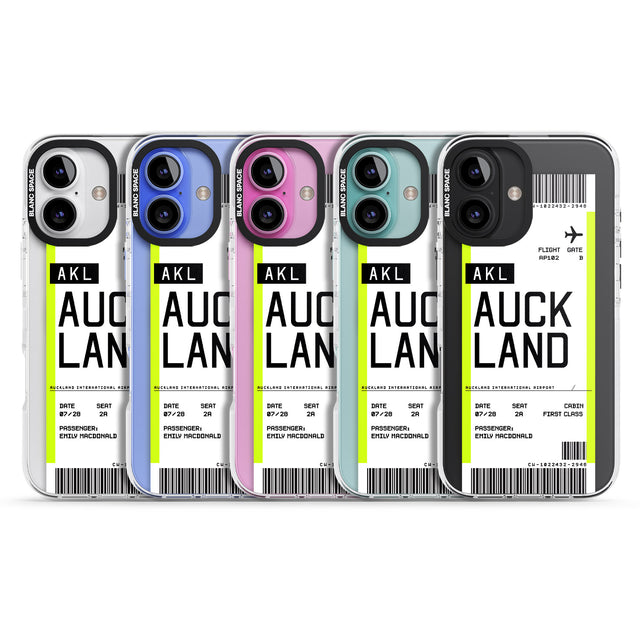 iPhone 16 Pro Max Personalised Auckland Boarding Pass Black Impact Phone Case