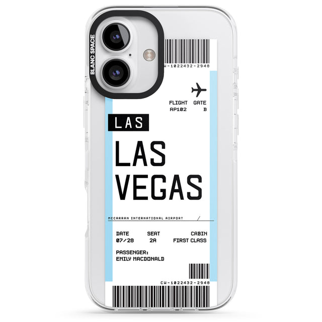 iPhone 16 Pro Max Personalised Las Vegas Boarding Pass Black Impact Phone Case