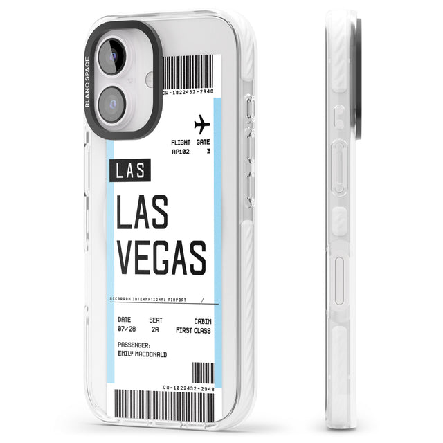 iPhone 16 Pro Max Personalised Las Vegas Boarding Pass Black Impact Phone Case