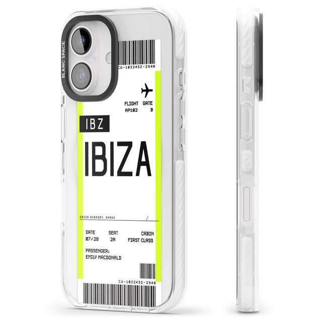 iPhone 16 Pro Max Personalised Ibiza Boarding Pass Black Impact Phone Case