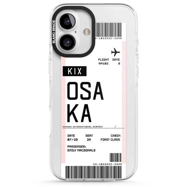 iPhone 16 Pro Max Personalised Osaka Boarding Pass Black Impact Phone Case