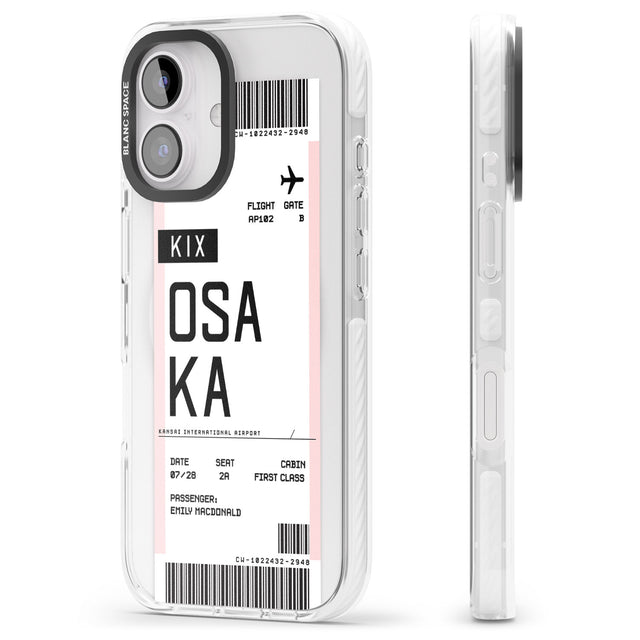 iPhone 16 Pro Max Personalised Osaka Boarding Pass Black Impact Phone Case